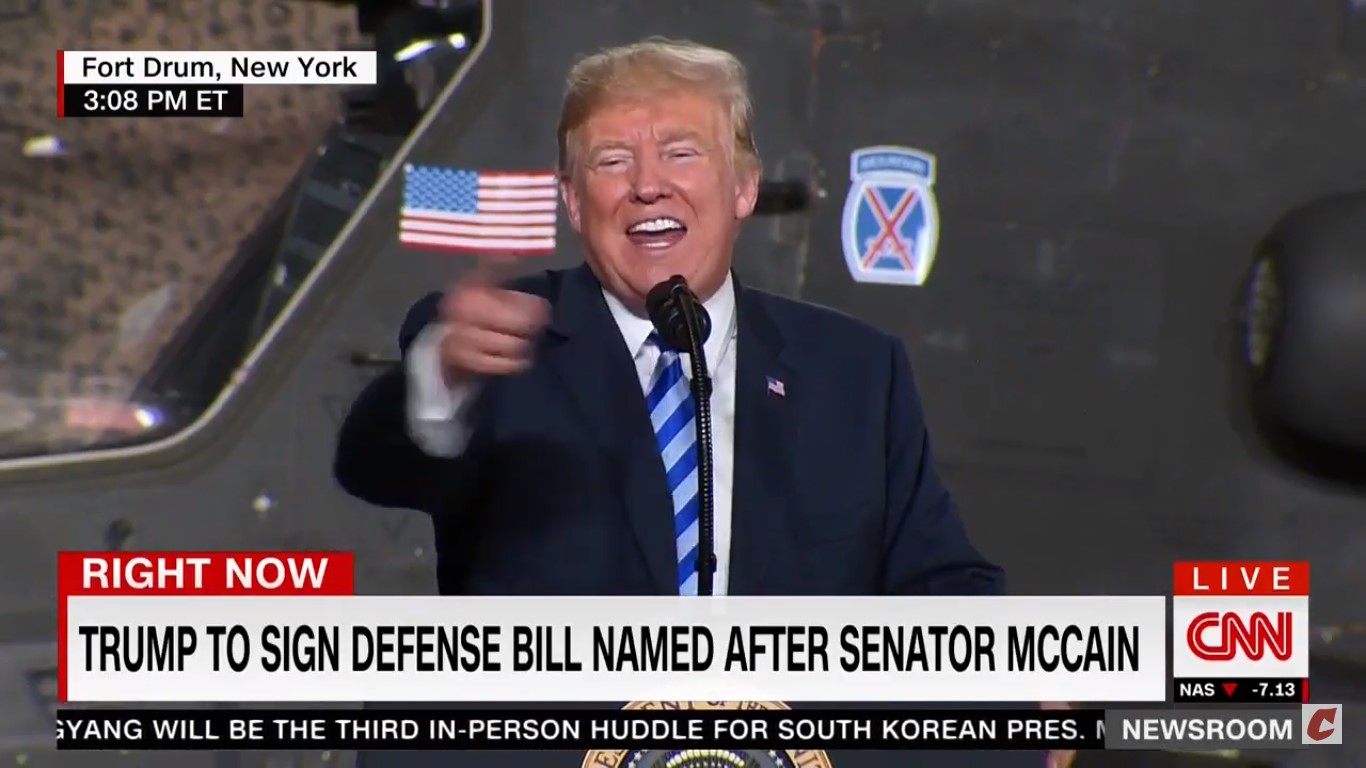 Trump Tells Troops He’s ‘So Proud’ Of Himself For Not Calling Reporters The ‘Fake News Media’