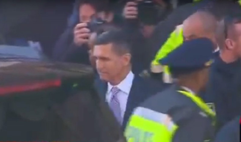 Dueling Chants Of ‘Lock Him Up!’ And ‘USA!’ Greet Michael Flynn As He Exits Courthouse