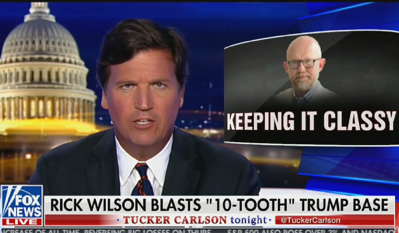 Tucker Swanson McNear Carlson Is Here To Defend The Toothless From Villainous Rick Wilson