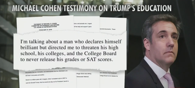 Michael Cohen: Trump Made Me Threaten His High School And College To Hide His Grades