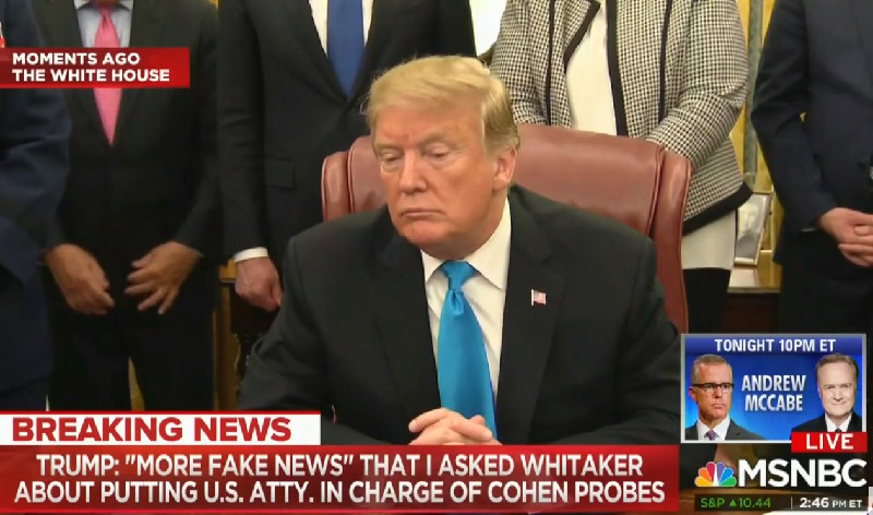 Trump Denies Pressuring Whitaker To Change Attorney In Michael Cohen Case: ‘More Fake News!’