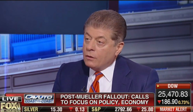 ‘There Is Something There’: Judge Napolitano Warns Fox Viewers Mueller Report Will Show Conspiracy