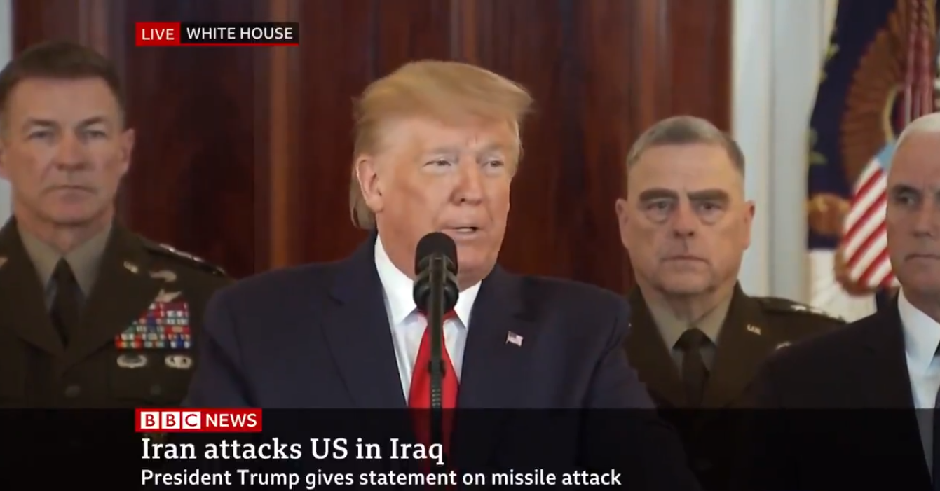 Trump Says ‘Iran Appears to Be Standing Down’ After Missile Strikes on U.S. Bases