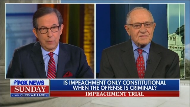 Chris Wallace Challenges Alan Dershowitz Over Flip-Flop on Whether Crime Necessary for Impeachment
