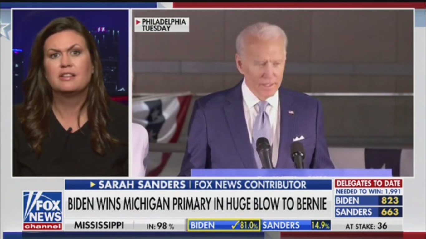 Sarah Sanders: Biden Is an ‘Extreme Liberal’, Would Be a ‘Dangerous and Terrible’ President