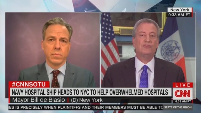 Tapper Takes Bill de Blasio to Task Over Delayed COVID-19 Response: Aren’t You Partially to Blame for Virus’ Rapid Spread?