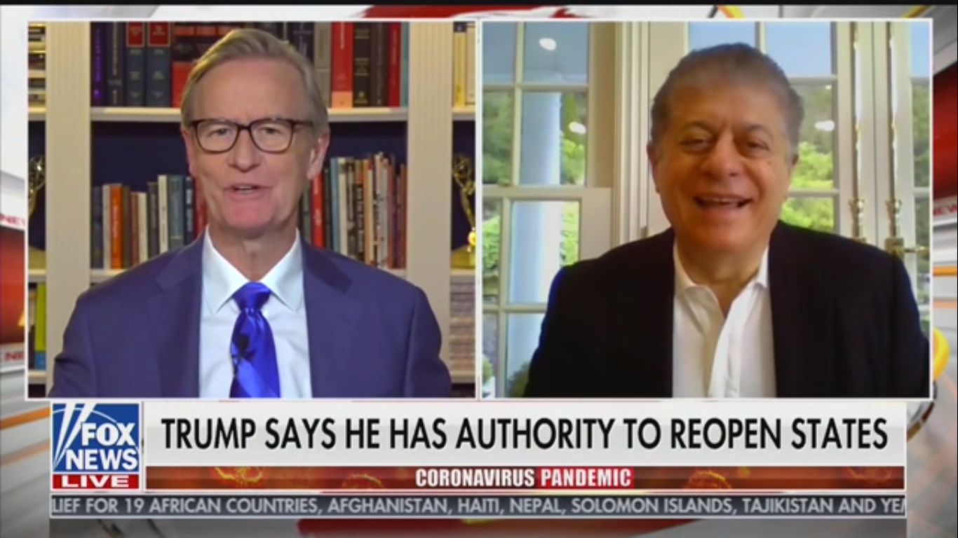 Fox’s Judge Nap: It’s up to Governors to Reopen States, Not Trump