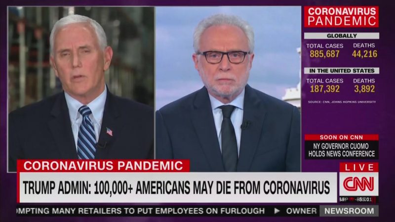 Pence Flustered After Wolf Blitzer Confronts Him on Trump ‘Belittling’ Coronavirus