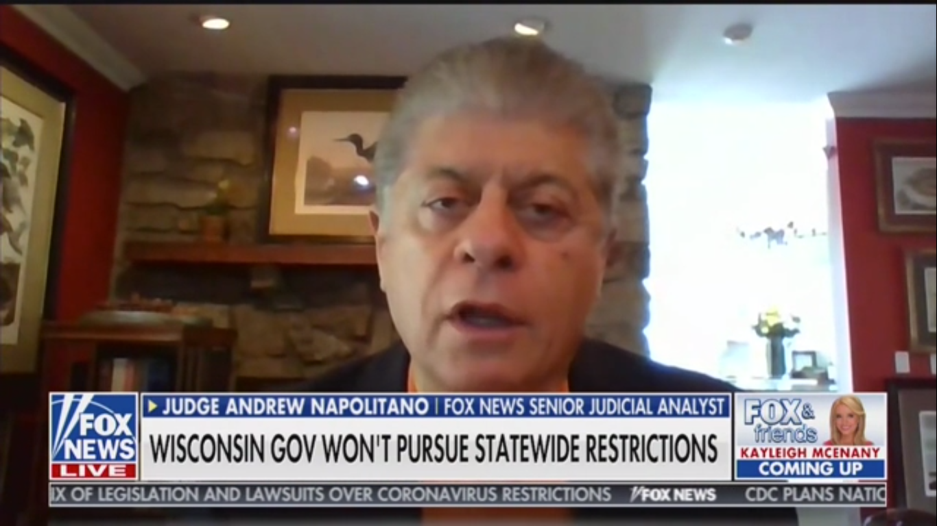 Fox’s Judge Naplitano: More People Should Resist ‘Unlawful’ and ‘Unconstitutional’ Lockdowns