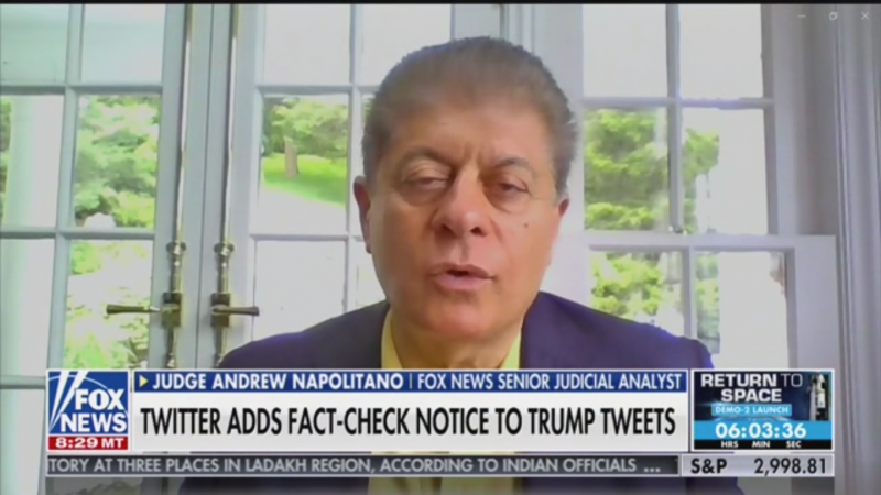 Fox’s Judge Nap on Trump’s Threats: The First Amendment ‘Does Not Regulate Twitter’