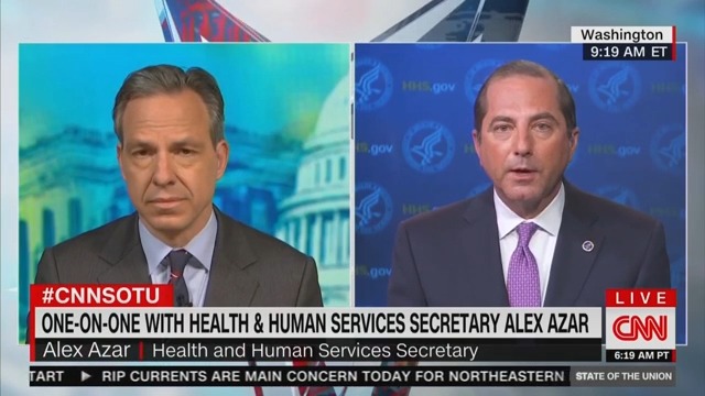 HHS Secretary Alex Azar Punts When Jake Tapper Presses Him on Eric Trump’s Conspiracy Mongering