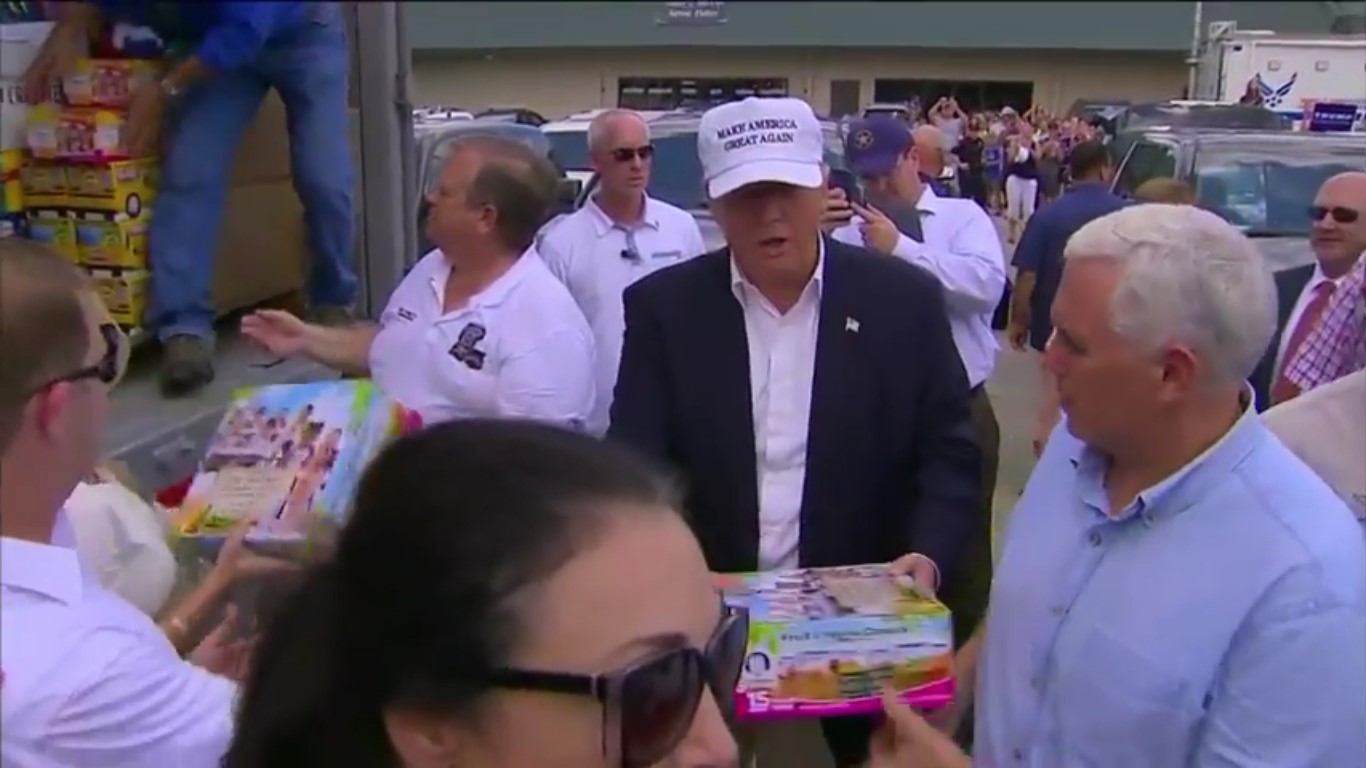 Louisiana Governor Says Flood Isn’t A Photo Op, Team Trump Uses It As A Photo Op