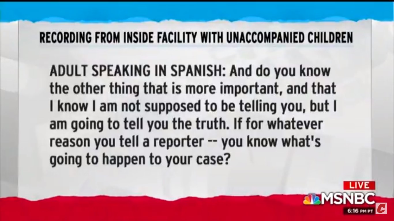 Maddow Obtains Audio Of Facility Worker Warning Migrant Children Not To Speak To Press