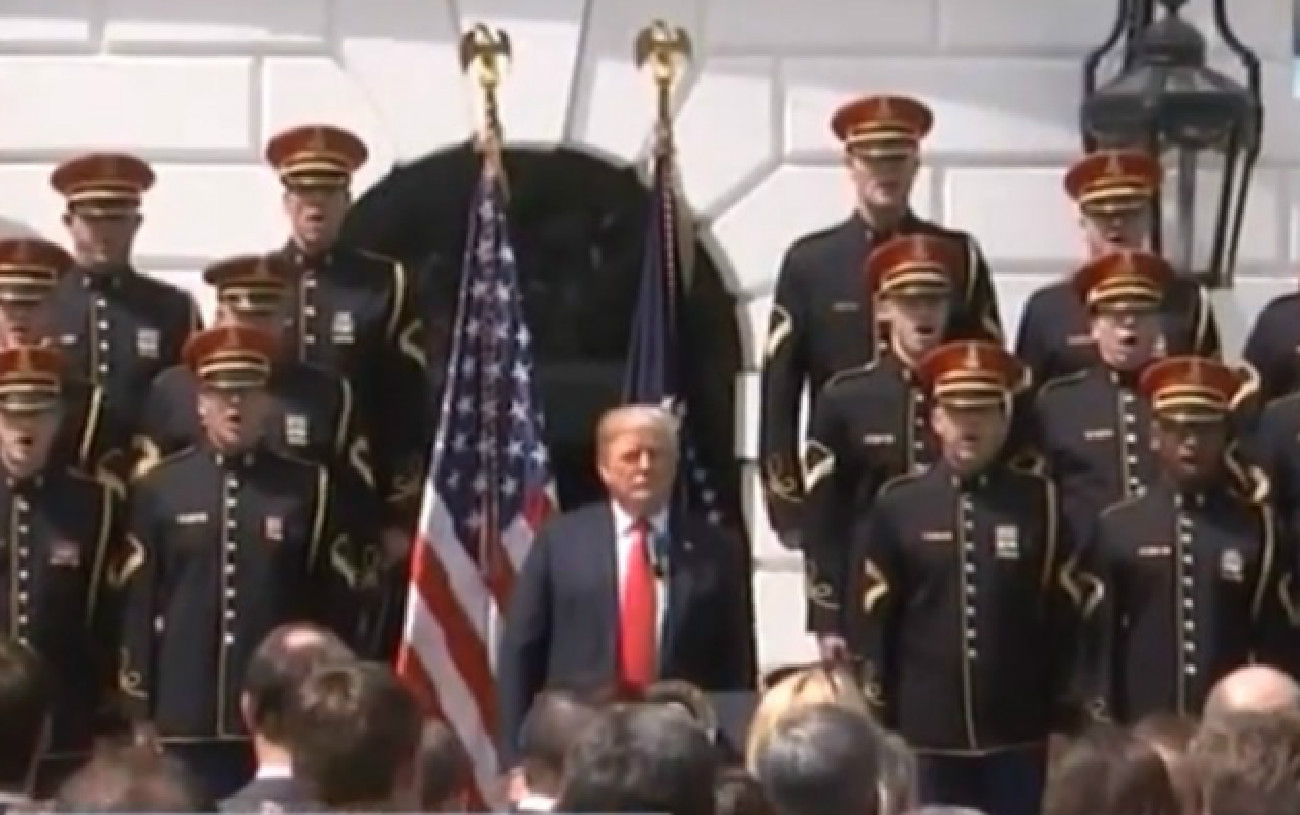 WATCH: Trump Doesn’t Remember Words To ‘God Bless America,’ Just Nods Along To Song
