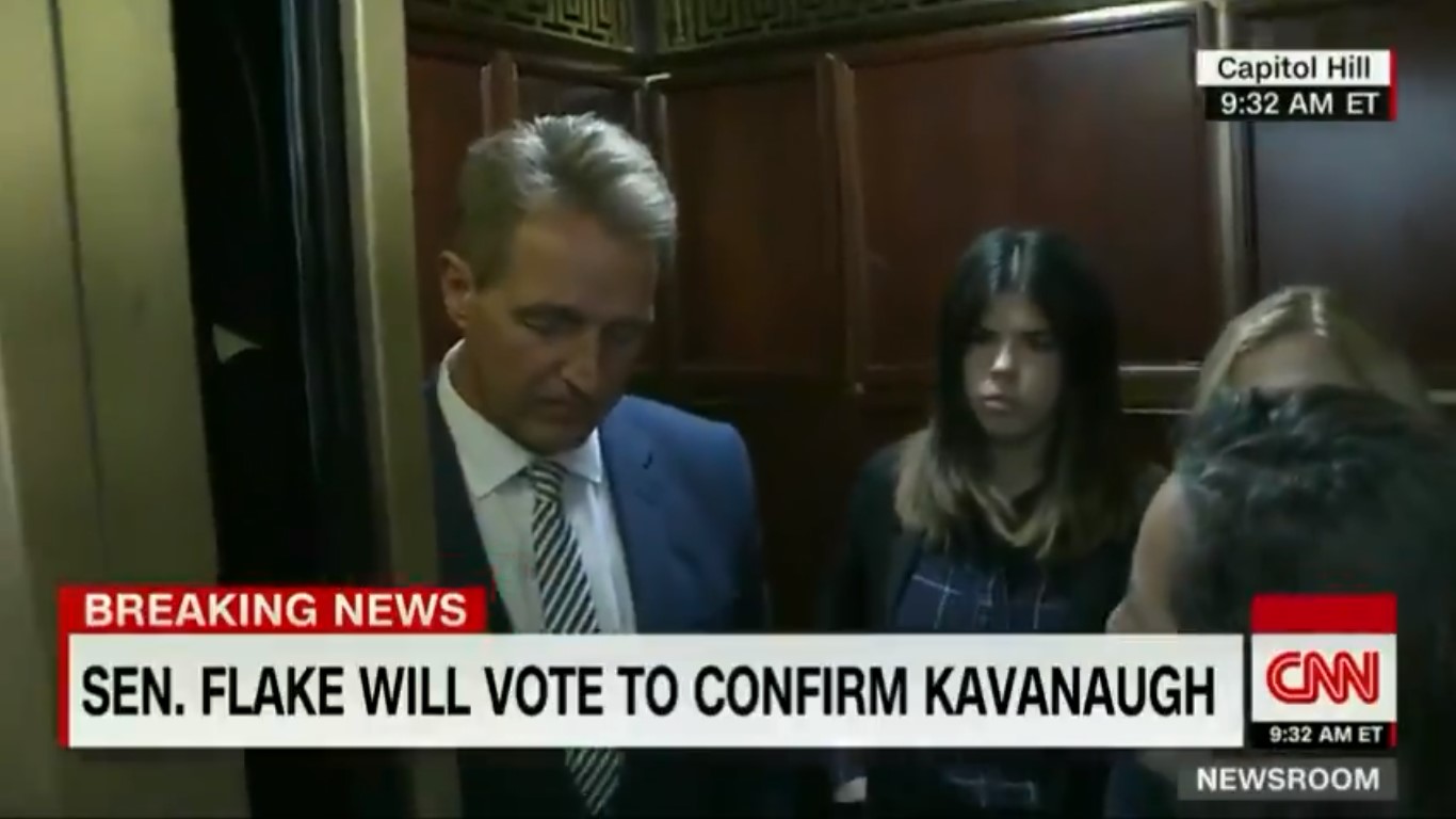 WATCH: Jeff Flake Confronted By Sexual Assault Survivors After Confirming He’ll Vote For Kavanaugh