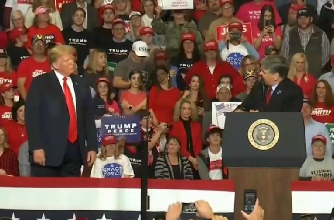 Hannity Campaigns At Trump Rally After Promising That He Wouldn’t Get On Stage [UPDATE]