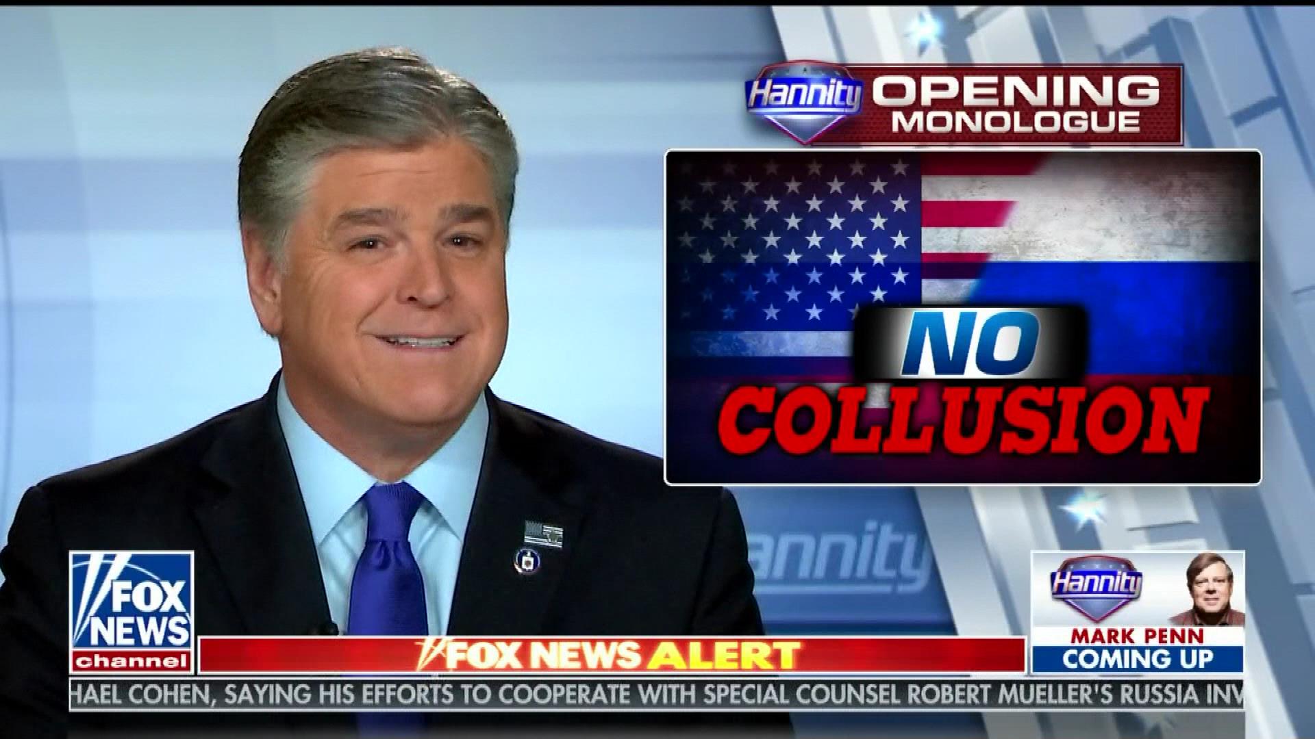 Hannity Shrugs Off Manafort And Cohen Filings: ‘No Evidence Of Any Collusion. Nothing’