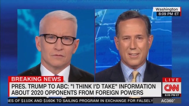 Rick Santorum: Trump Was Just Using ‘Filler Words’ When He Said He’d Accept Foreign Interference