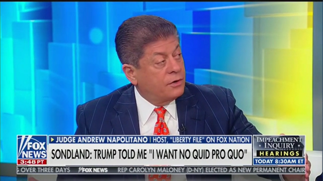 Fox’s Judge Nap Shreds GOP Talking Point: Trump Denied the Quid Pro Quo After He Was Accused of It