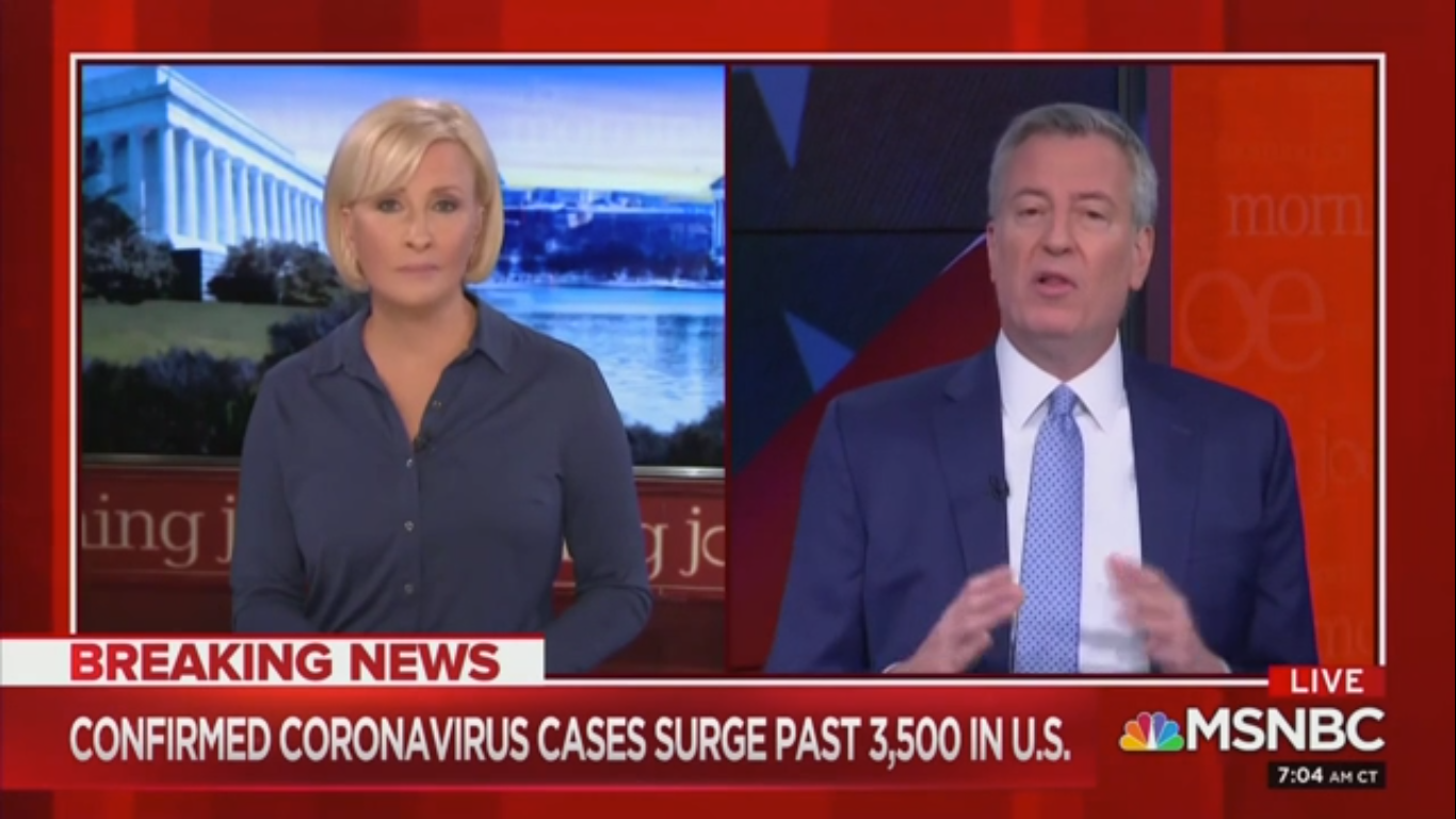 Bill de Blasio: The United States Should Be ‘Put On a War Footing’ to Tackle Coronavirus