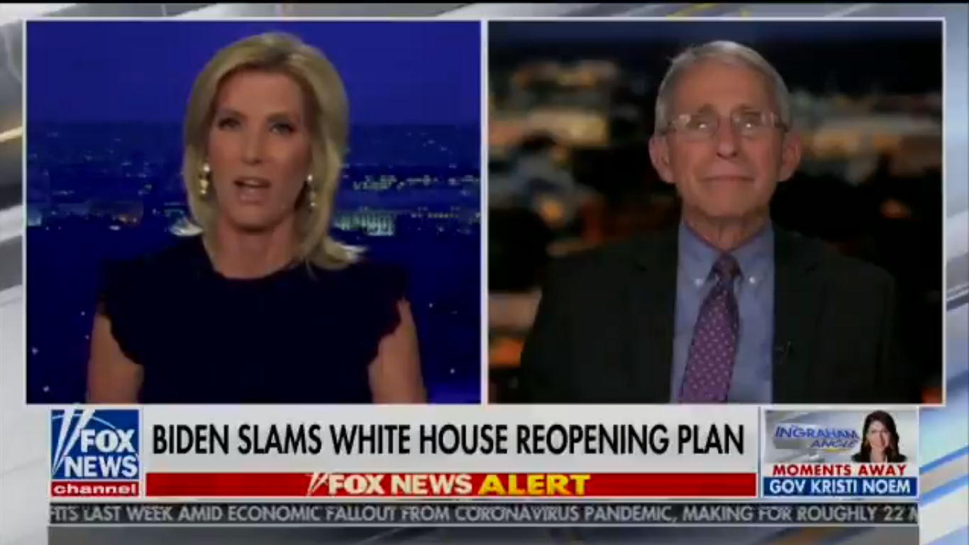 Watch: Dr. Fauci Explains to Laura Ingraham Why Her HIV/Coronavirus Comparison Is Wrong