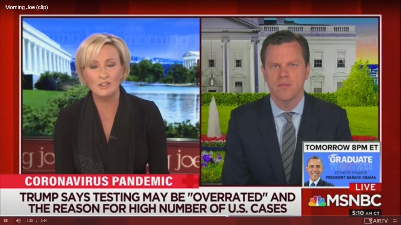 ‘Morning Joe’ Wouldn’t ‘Insult a Doctor’ by Asking Them About Trump’s Attack on Coronavirus Testing