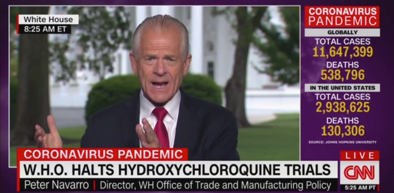 Peter Navarro Gives Bizarre CNN Interview: ‘Give Peace a Chance, Give Hydroxy a Chance’